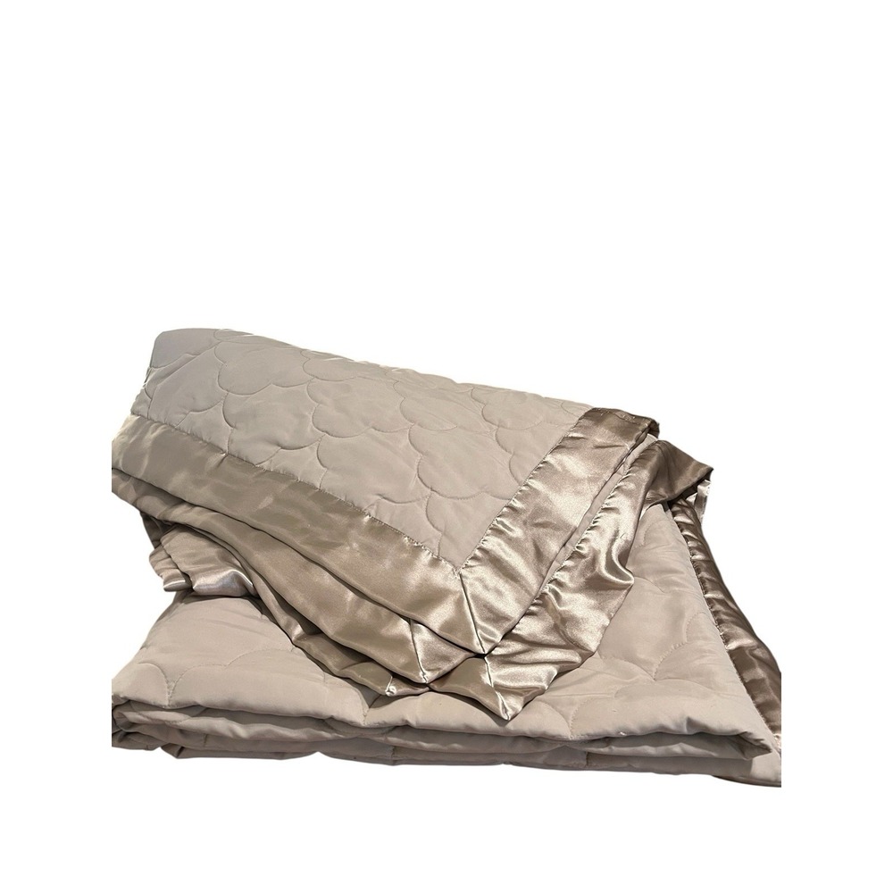 Linen Source Quilted Cover Queen Size Mauve/ Tan Cover Bedspread 96"x88" Vintage